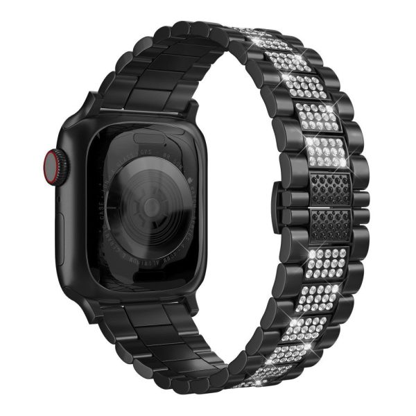 Apple Watch Series 8 (45mm)   Watch Ultra three bead rhinestone décor watch strap - Black Cheap