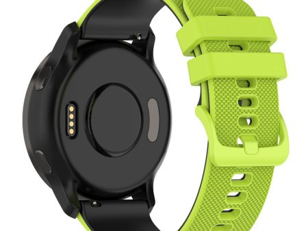 22mm Universal dual color grid pattern silicone watch strap - Lime   Black Online Hot Sale