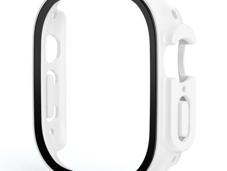 Apple Watch Ultra cover with tempered glass screen protector - White Online Hot Sale