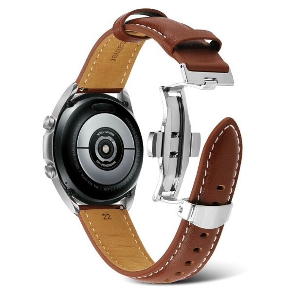 22mm Universal elegant genuine leather watch strap - Brown For Discount