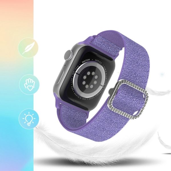 Apple Watch (41mm) stitching nylon watch strap with rhinestone buckle - Silver   White Hot on Sale