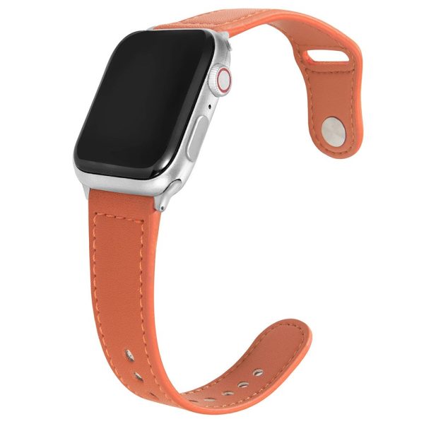 Apple Watch Series 41mm   40mm   38mm Genuine Cow Leather Watch Strap - Orange For Discount