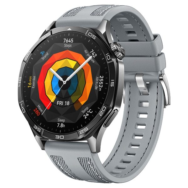 22mm Strap Huawei Watch GT 5 Pro 46mm   GT 5 46mm   GT 4 46mm Universal Silicone+Nylon Watch Band - Grey Fashion