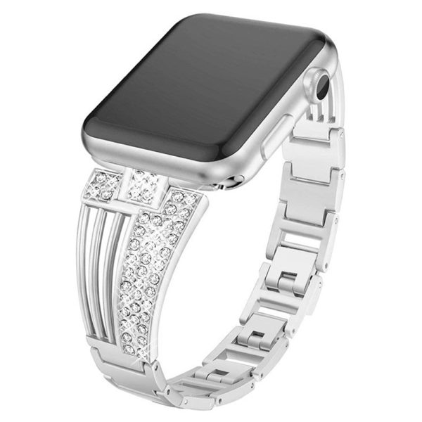 Apple Watch Series 8 (41mm) cool rhinestone décor watch strap - Silver on Sale