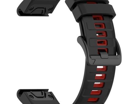 22mm Strap Garmin Fenix 8 47mm   Fenix E 47mm   Quatix 7 Pro Universal Silicone Watch Band - Black+Red Online Sale