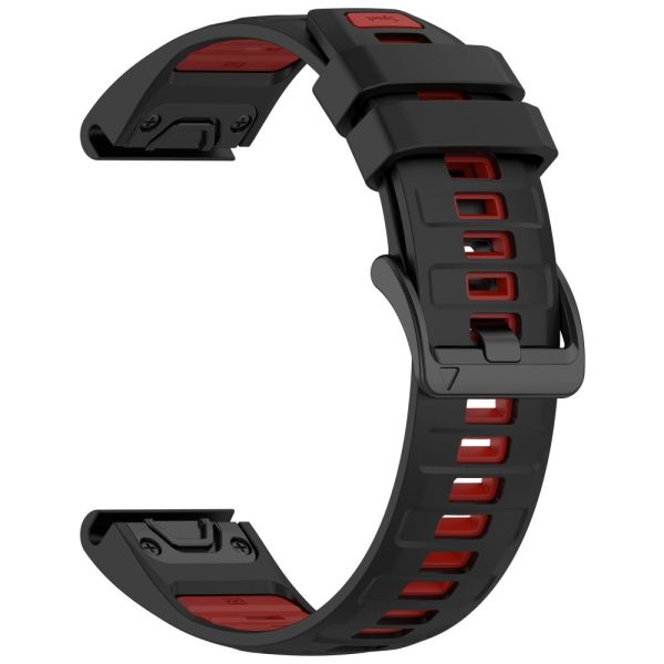 22mm Strap Garmin Fenix 8 47mm   Fenix E 47mm   Quatix 7 Pro Universal Silicone Watch Band - Black+Red Online Sale