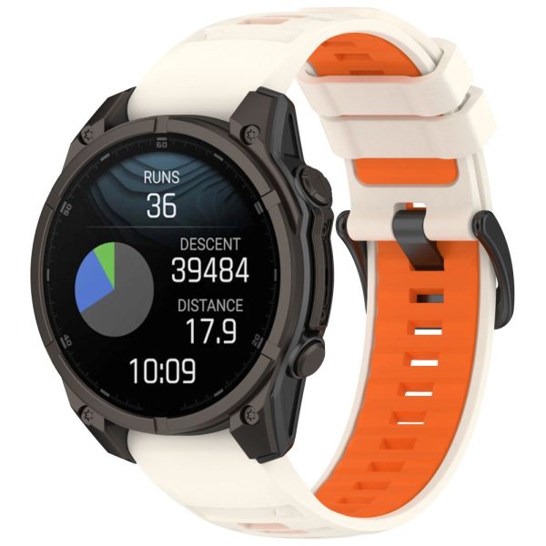 22mm Strap Garmin Fenix 8 47mm   Fenix E 47mm   Quatix 7 Pro Universal Silicone Watch Band - Starlight+Orange Fashion