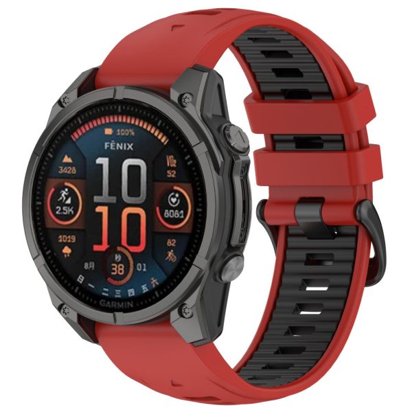 20mm Strap Garmin Fenix 8 43mm   Descent MK3   MK3i   epix Pro (Gen 2) 42mm Universal Silicone Watch Band - Red+Black Supply