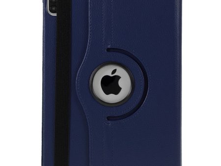 Dark Blue Litchi Skin 360-degree Rotating Stand Cover with Elastic Band for iPad Air (2020 2022) and iPad Pro 11-inch (2018 2020 2021 2022) Discount