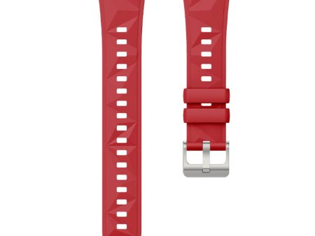 18mm Strap Huawei Watch GT 5 41mm   GT 4 41mm   Garmin Venu 3S Rhombus Pattern Universal Silicone Watch Band - Red Sale