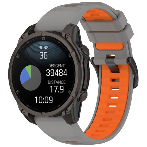 22mm Strap Garmin Fenix 8 47mm   Fenix E 47mm   Quatix 7 Pro Universal Silicone Watch Band - Space Grey+Orange Discount