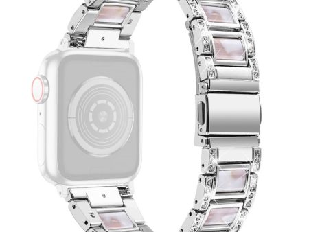 Apple Watch Series 8 (45mm)   Watch Ultra rhinestone stainless steel watch strap - Silver   Pink Mix Online Hot Sale