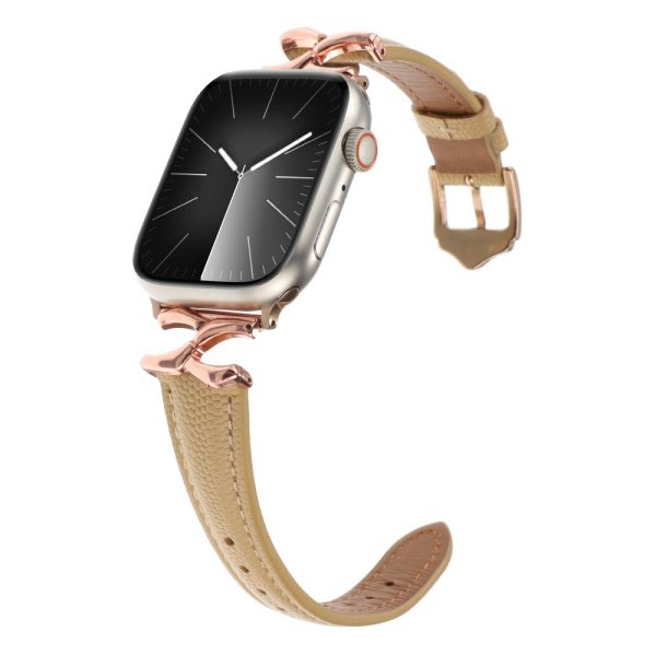 Apple Watch Series 49mm - 45mm - 44mm - 42mm Leather Watch Band - Rose Gold   Yellow Discount