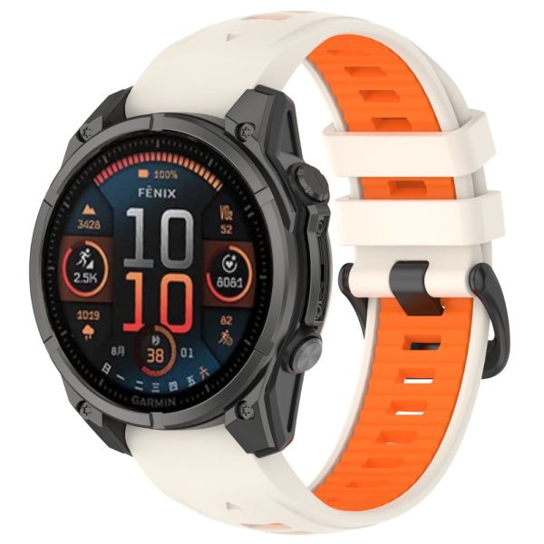 20mm Strap Garmin Fenix 8 43mm   Descent MK3   MK3i   epix Pro (Gen 2) 42mm Universal Silicone Watch Band - Starlight+Orange Supply