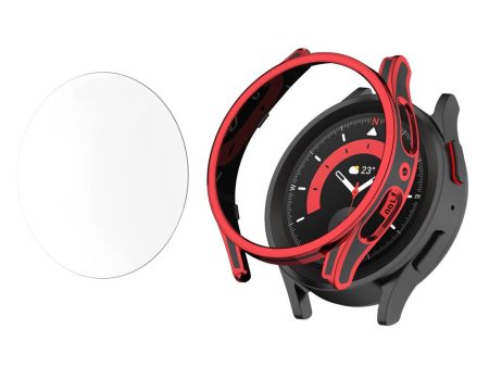 Samsung Galaxy Watch 5 Pro protective cover with tempered glass - Black   Red Supply