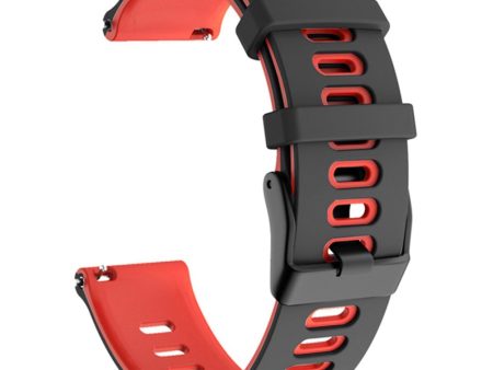 20mm Universal dual color silicone watch strap - Black   Red For Cheap