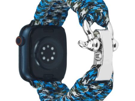 Apple Watch 49mm   45mm   44mm   42mm Nylon Braided Watch Band - Blue Camo on Sale