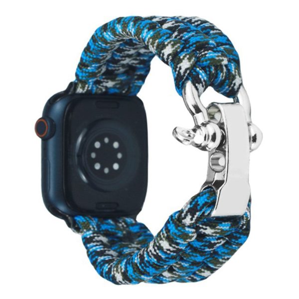 Apple Watch 49mm   45mm   44mm   42mm Nylon Braided Watch Band - Blue Camo on Sale