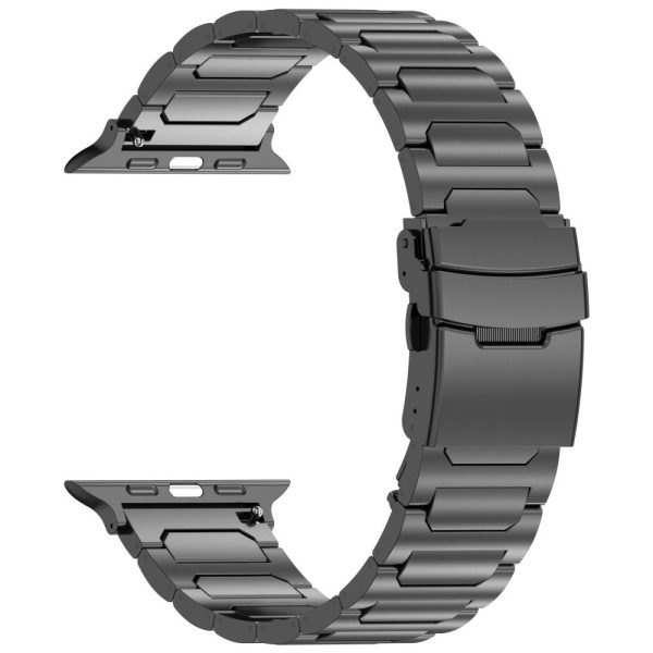 Apple Watch Series 49mm - 45mm - 44mm - 42mm 3 Titanium Metal Watch Band - Black For Sale