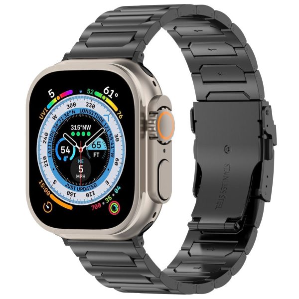 Apple Watch Series 49mm - 45mm - 44mm - 42mm 3 Titanium Metal Watch Band - Black For Sale