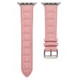 Apple Watch Series 8 (45mm)   Watch Ultra square imprinted genuine leather watch strap - Pink Online Hot Sale