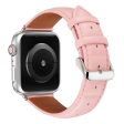 Apple Watch Series 8 (45mm)   Watch Ultra square imprinted genuine leather watch strap - Pink Online Hot Sale