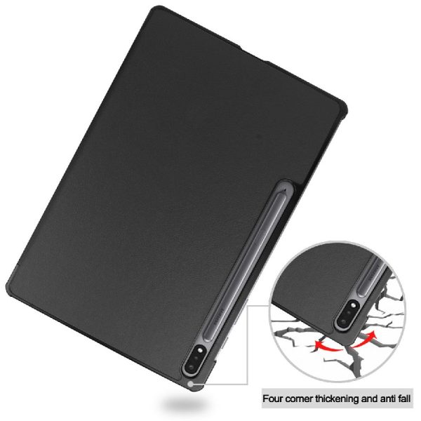 Samsung Galaxy Tab S7 FE tri-fold leather flip case - Black Online Sale