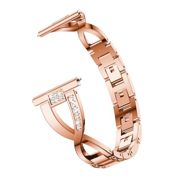 20mm Amazfit X-shape rhinestone watch band - Rose Gold For Discount