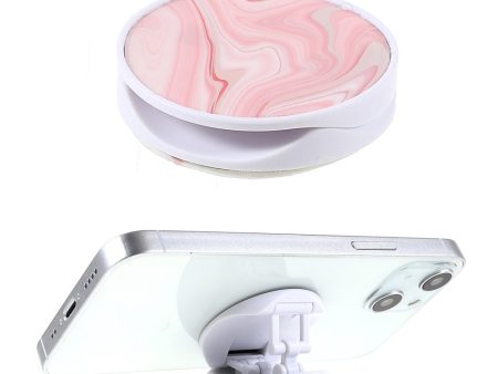 Universal round marble style foldable phone holder - Pink Marble on Sale