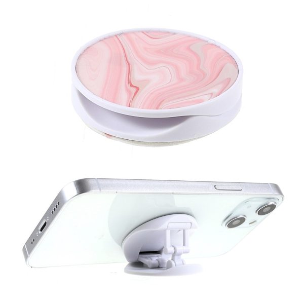 Universal round marble style foldable phone holder - Pink Marble on Sale