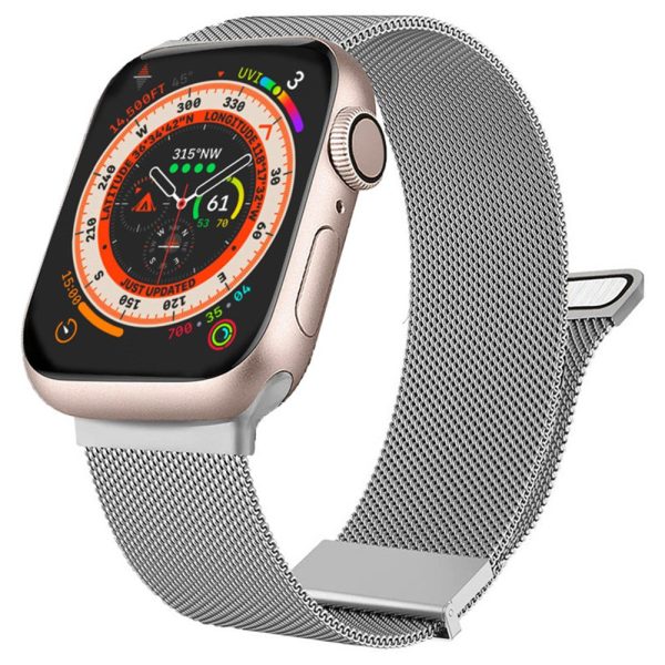 Apple Watch Series 49mm - 45mm - 44mm - 42mm Universal Magnetic Wrist Strap - Silver Cheap