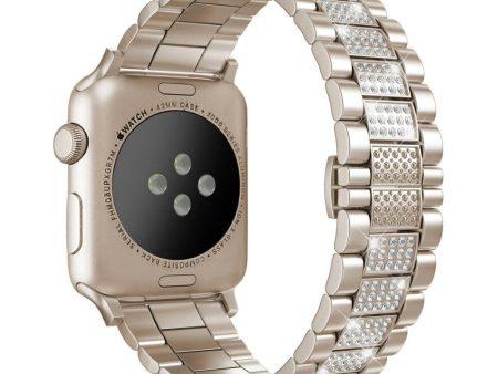 Apple Watch Series 8 (45mm)   Watch Ultra three bead rhinestone décor watch strap - Gold For Sale