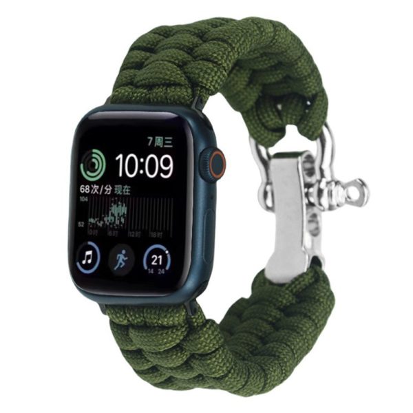 Apple Watch 49mm   45mm   44mm   42mm Nylon Braided Watch Band - Army Green on Sale