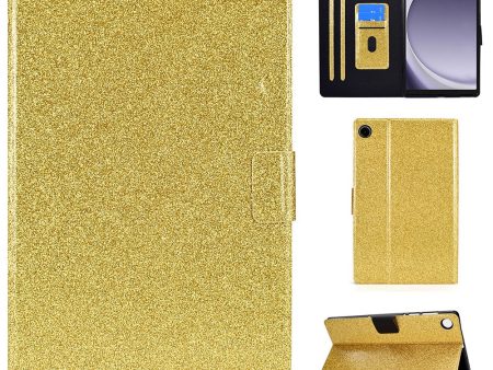 Samsung Galaxy Tab A9 Plus Glitter Leather Case - Protective Cover with card slots in Yellow Discount