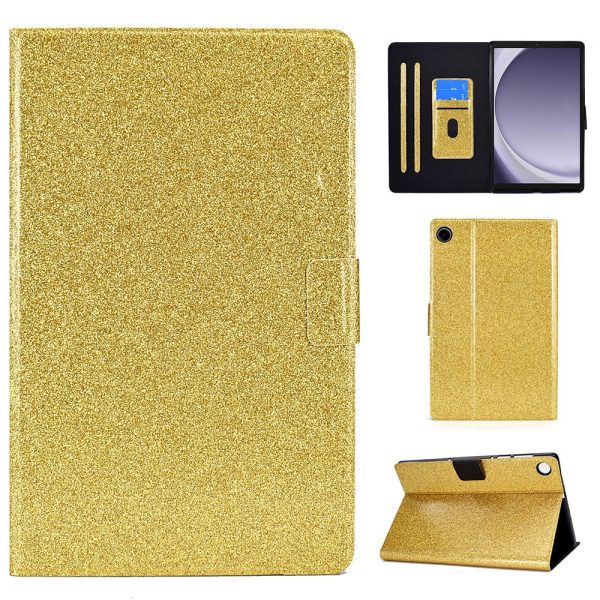 Samsung Galaxy Tab A9 Plus Glitter Leather Case - Protective Cover with card slots in Yellow Discount