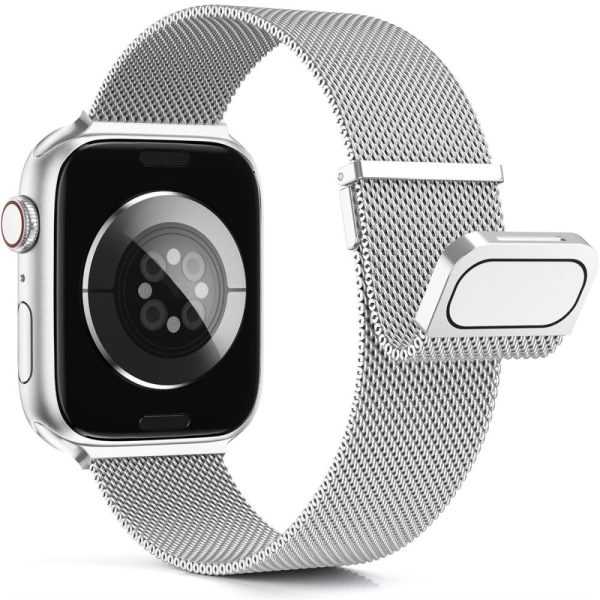 Apple Watch Series 49mm - 45mm - 44mm - 42mm Universal Magnetic Wrist Strap - Silver Cheap