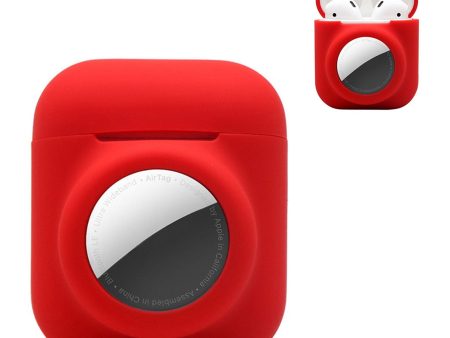 2-in-1 silicone case for AirPods   AirTag - Red on Sale