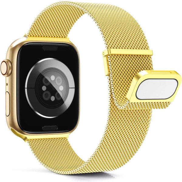 Apple Watch Series 49mm - 45mm - 44mm - 42mm Universal Magnetic Wrist Strap - Gold Online Sale