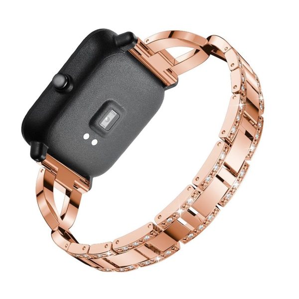 20mm Amazfit X-shape rhinestone watch band - Rose Gold For Discount