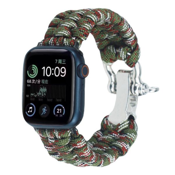 Apple Watch 49mm   45mm   44mm   42mm Nylon Braided Watch Band - Green Camo For Cheap