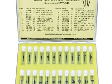 STE-348, Master Stem Assortment for Quartz Movements, Miyota, Poulsar, ETA, Ronda, ISA (48 Pcs) on Sale