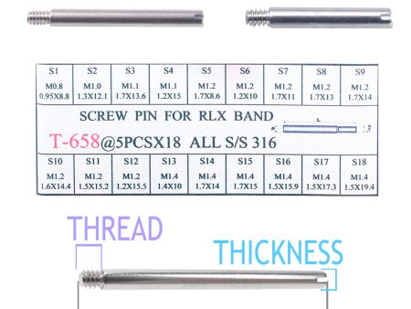 Stainless Steel Metal Band Screws Assortment for Rolex Bands Online Hot Sale